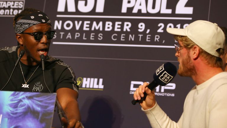 KSI and Logan Paul quiz each-other on boxing knowledge and maths at the final press conference before Saturday&#39;s boxing match