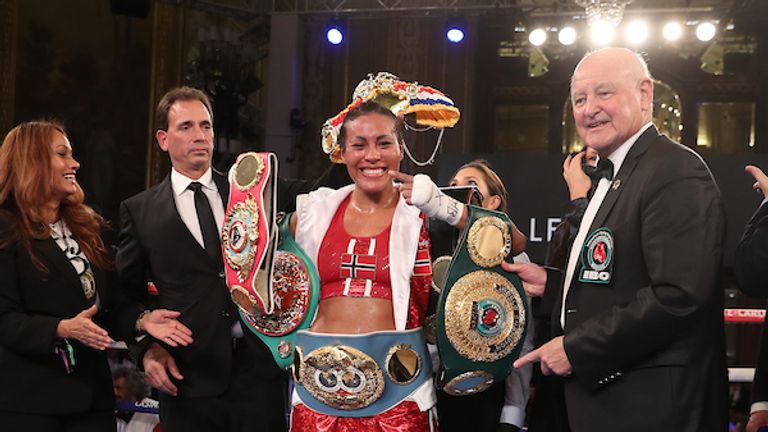 Cecilia Braekhus v Victoria Noelia Bustos, Welterweight  IBF, WBA, WBO, WBC and IBO title fight, Casino de Monte Carlo, Monaco on tomorrow night..30th November 2019.Picture By Mark Robinson..