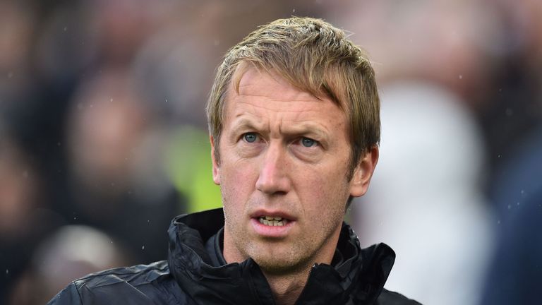 Brighton's English manager Graham Potter arrives for the English Premier League football match between Brighton and Hove Albion and Everton at the American Express Community Stadium in Brighton, southern England on October 26, 2019.