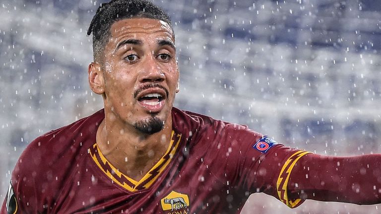 Chris Smalling in Champions League action for Roma