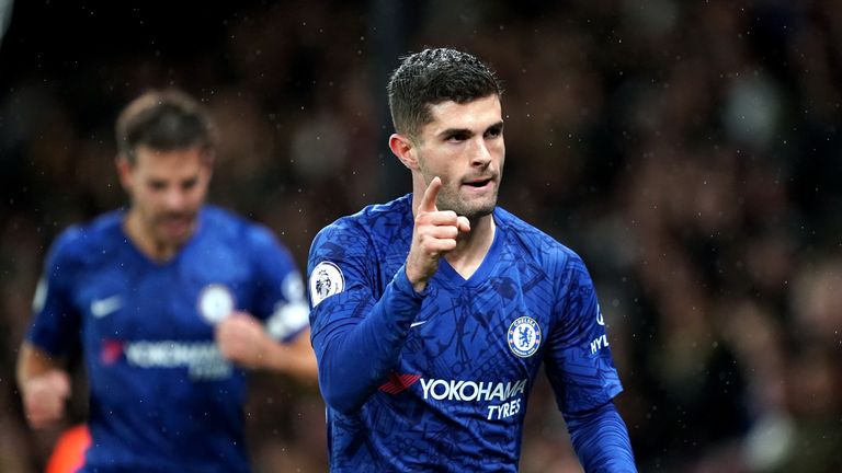 Chelsea's Christian Pulisic celebrates scoring his sides second goal