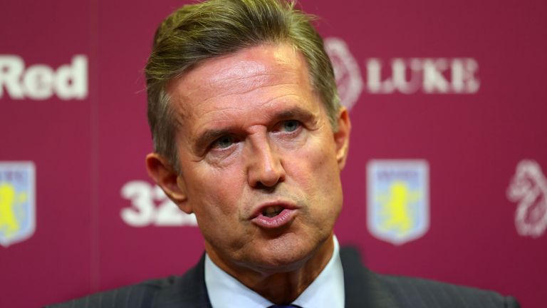 Chief Executive of Aston Villa Christian Purslow during a press conference at Villa Park Stadium on October 15, 2018