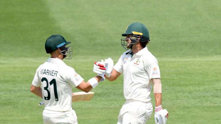Australia's Joe Burns (R) shared a 222-run opening partnership with David Warner in the first Test against Pakistan at Brisbane