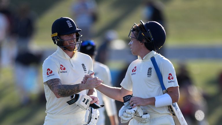 Ben Stokes and Ollie Pope reached stumps with England 241-4 on the first day of the first Test against New Zealand