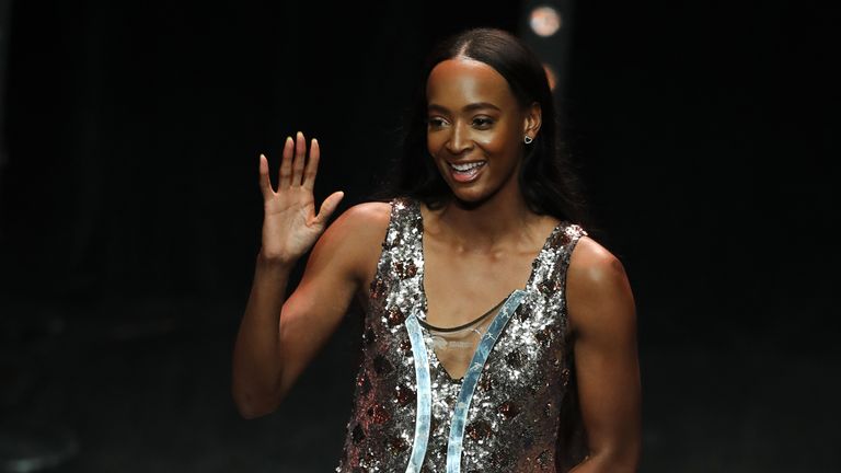 USA's athlete Dalilah Muhammad poses after receiving the Female Athlete of the Year award during the IAAF World Athletics Awards ceremony, on November 23, 2019, in Monaco.