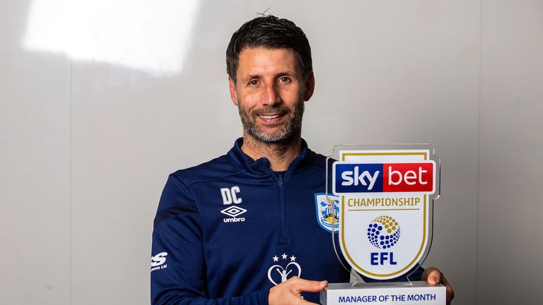Danny Cowley of Huddersfield Town wins the Sky Bet Championship Manager of the Month award - Mandatory by-line: Robbie Stephenson/JMP - 07/11/2019 - FOOTBALL - Sykes PPG Canalside - Huddersfield, England - Sky Bet Manager of the Month Award