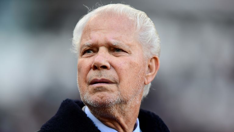 David Gold, Joint Chairman of West Ham United looks on ahead of the Premier League match between West Ham United and Burnley FC at London Stadium on November 3, 2018 in London, United Kingdom.
