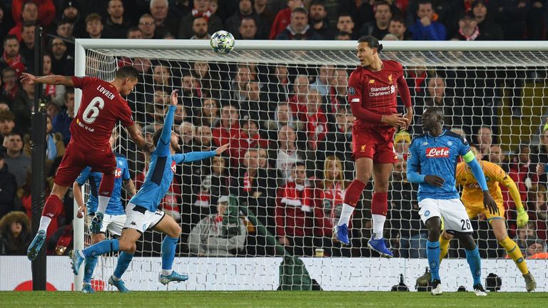 Dejan Lovren equalises for Liverpool against Napoli