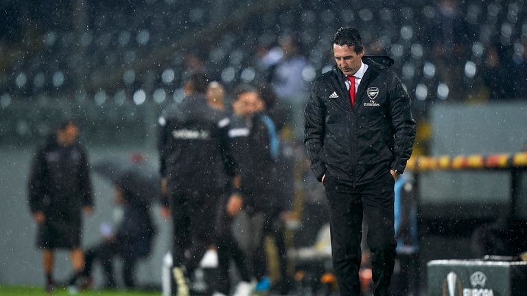 Unai Emery is under pressure after failing to win any of his last four matches in charge of Arsenal