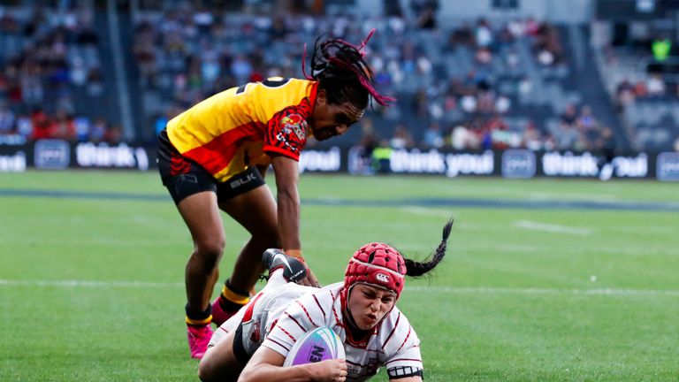 Emily Rudge in action for England