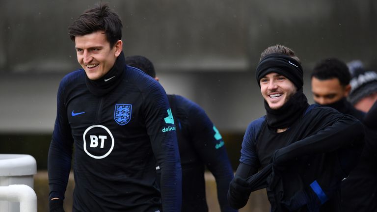 England defender Harry Maguire insists there are no club cliques within the squad and 'everybody mixes' as England prepare for their Euro 2020 qualifier against Montenegro.