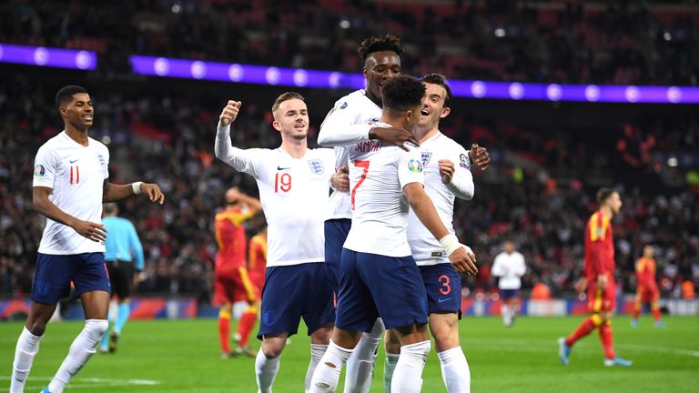 England players celebrate at Wembley 