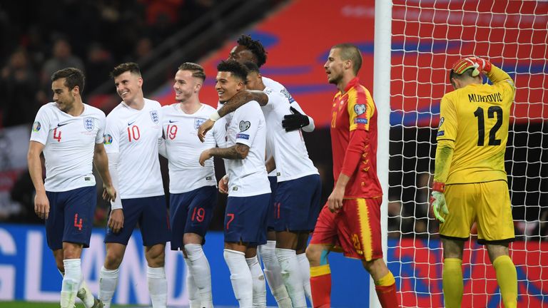 England&#39;s line-up against Montenegro was their youngest since 1959