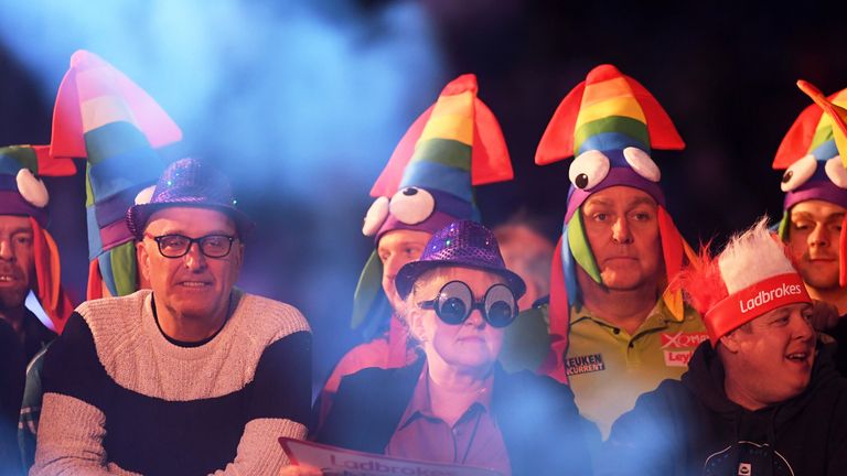 MINEHEAD, ENGLAND - NOVEMBER 22: Spectators looks on prior to the start of the Evening Session during Day One of the PDC Players Darts Championship at Butlins Resort on November 22, 2019 in Minehead, England. (Photo by Harry Trump/Getty Images)