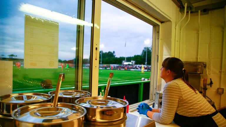 The Devil's Kitchen serving hatch at the New Lawn stadium of Forest Green Rovers in 2017