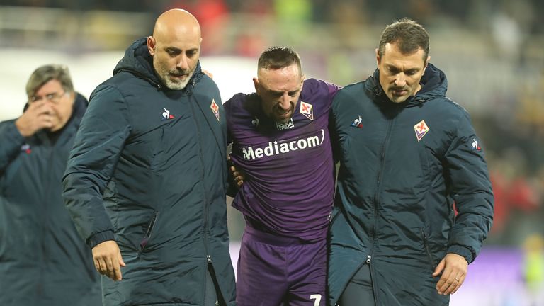 Franck Ribery was injured in Fiorentina's 1-0 defeat on Saturday