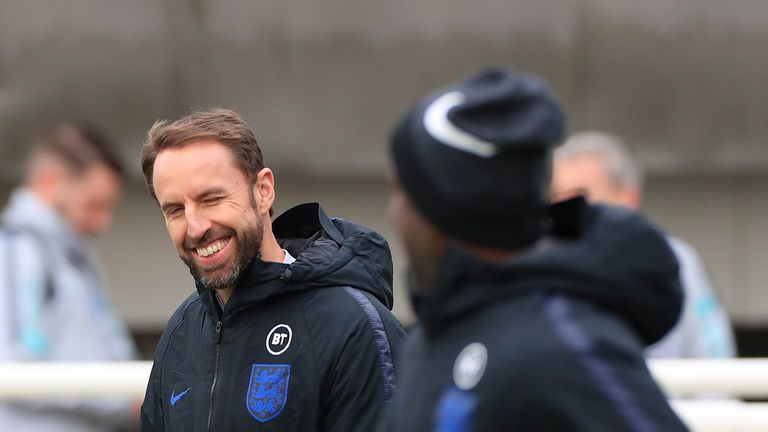 England manager Gareth Southgate during the training session at St George&#39;s Park