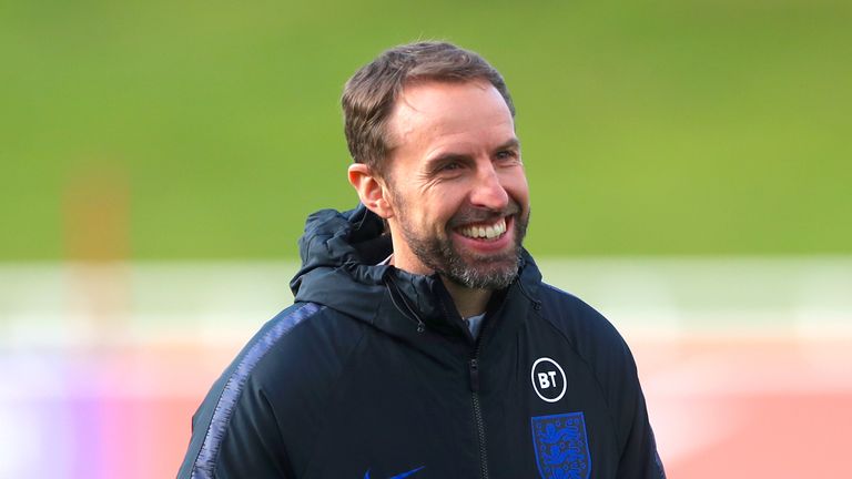 England manager Gareth Southgate during training session at St George&#39;s Park