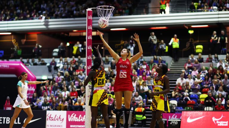 George Fisher on court for England against Uganda 