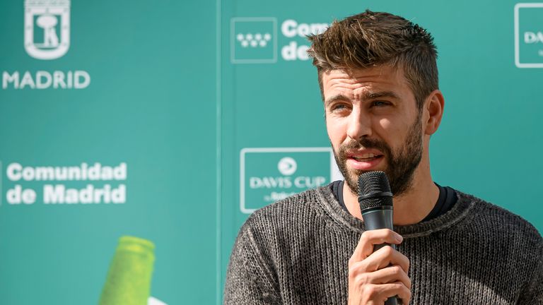 Gerard Pique speaking at a Davis Cup event