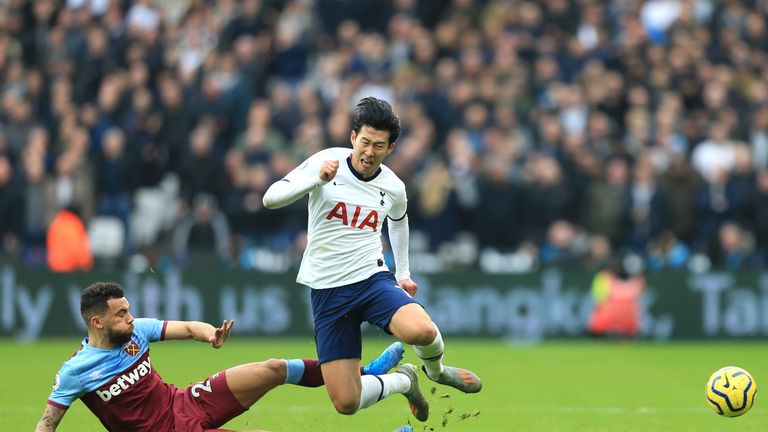 Ryan Fredericks was fortunate not to be sent off for a foul on Heung-Min Son
