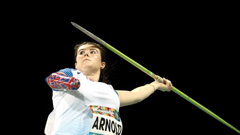 Hollie Arnold set a new championship record to defend her women's javelin F46 title