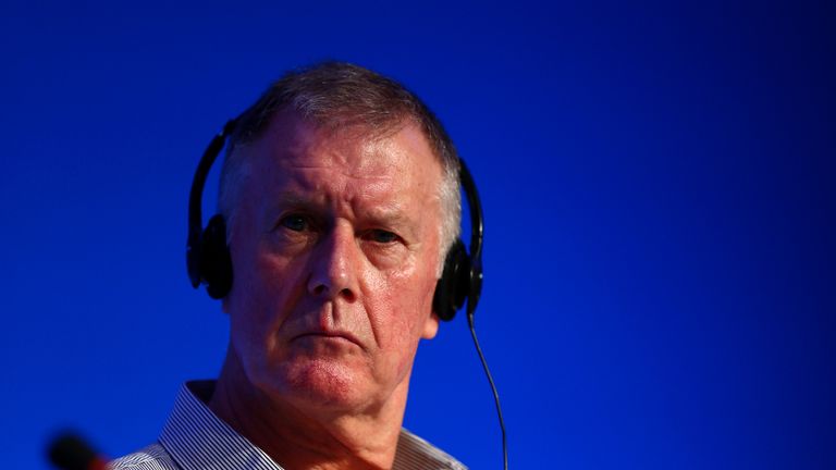  Former England footballer Sir Geoff Hurst attends the Draw Assistants Press Conference during a media day ahead of the 2014 FIFA World Cup Draw at Costa do Sauipe Resort on December 5, 2013 in Costa do Sauipe, Brazil.