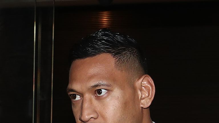 Israel Folau departs his conciliation meeting with Rugby Australia at Fair Work Commission on June 28, 2019 in Sydney, Australia