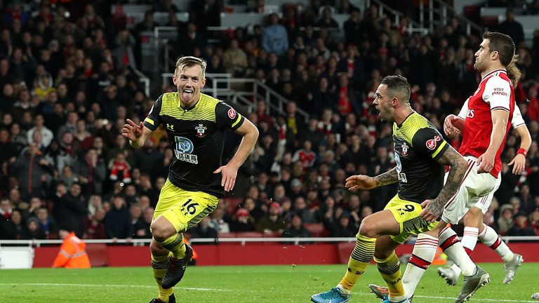 James Ward-Prowse celebrates after restoring Southampton's lead