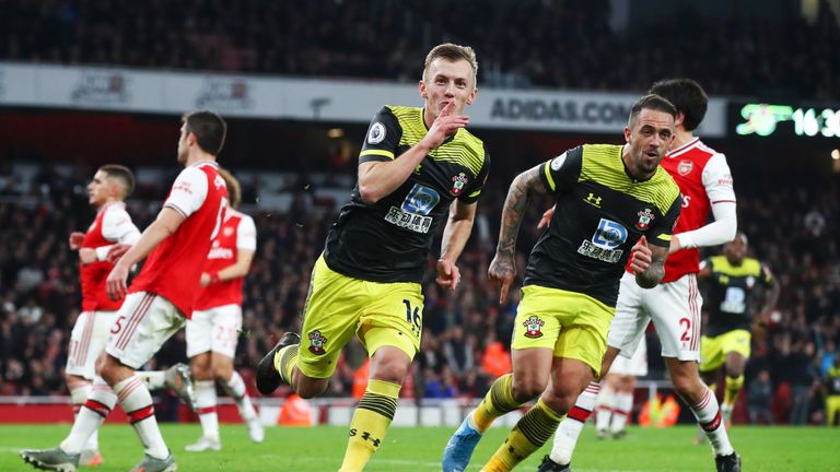 James Ward-Prowse celebrates after restoring Southampton's lead