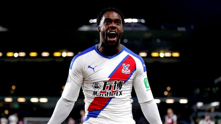 Crystal Palace's Jeffrey Schlupp celebrates scoring his side's second goal at Burnley