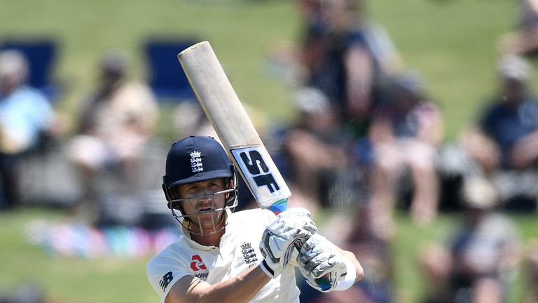 Joe Denly bats on day one of the first Test against New Zealand