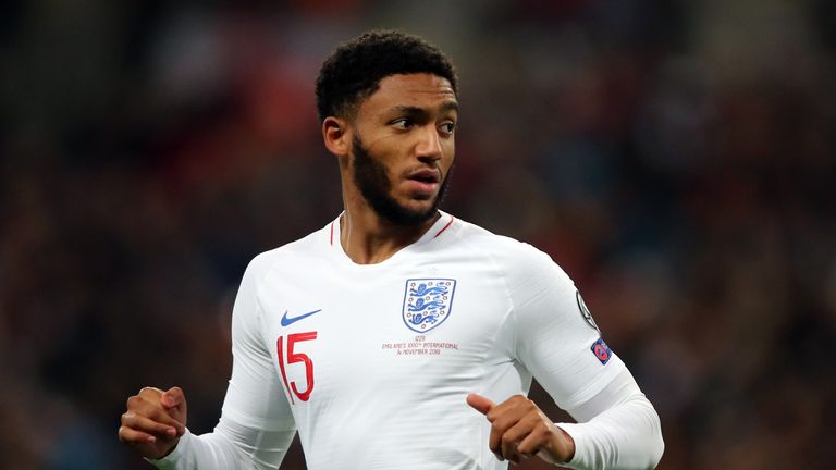 Joe Gomez in action during the UEFA Euro 2020 qualifier between England and Montenegro at Wembley Stadium