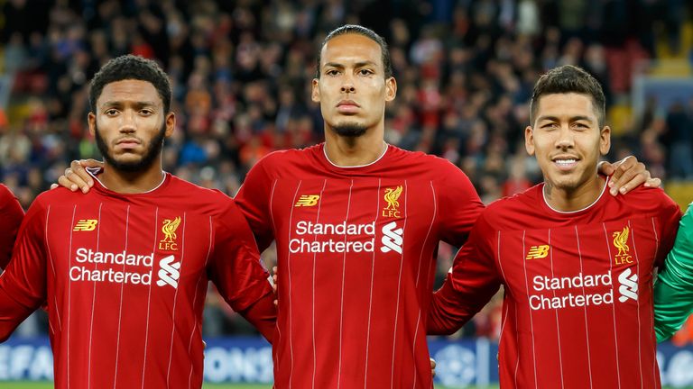 Virgil van Dijk and Joe Gomez ahead of a Liverpool Champions League tie