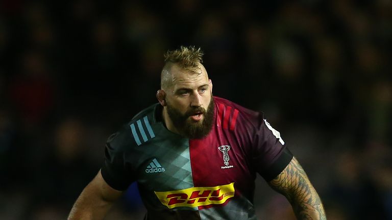 LONDON, ENGLAND - NOVEMBER 23: Joe Marler of Harlequins during the Heineken Champions Cup Round 2 match between Harlequins and Bath Rugby at Twickenham Stoop on November 23, 2019 in London, England. (Photo by Steve Bardens/Getty Images for Harlequins)