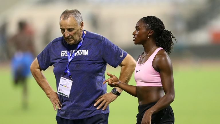 Dina Asher-Smith's long-serving coach John Blackie, left, won the SJA President's Award 