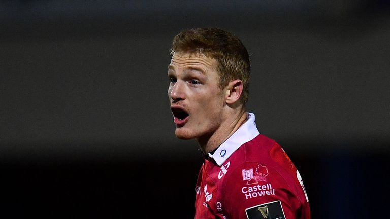 25 January 2019; Johnny McNicholl of Scarlets during the Guinness PRO14 Round 14 match between Leinster and Scarlets at the RDS Arena in Dublin. Photo by Ramsey Cardy/Sportsfile