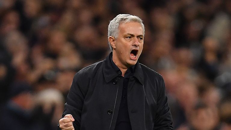 Jose Mourinho, Manager of Tottenham Hotspur celebrates his team's second goal during the UEFA Champions League group B match between Tottenham Hotspur and Olympiacos