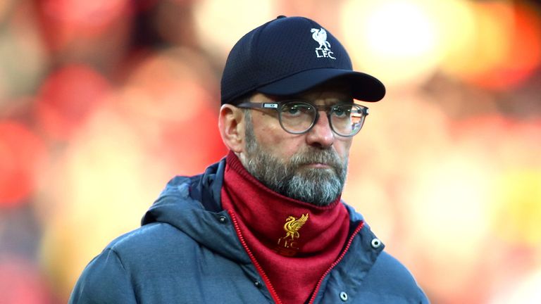 Liverpool Manager Jurgen Klopp during the Premier League match between Liverpool FC and Brighton & Hove Albion at Anfield on November 30, 2019 in Liverpool, United Kingdom
