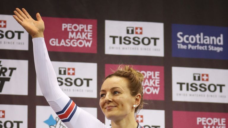 Katy Marchant wins gold in the women's keirin at the UCI Track World Cup in Glasgow