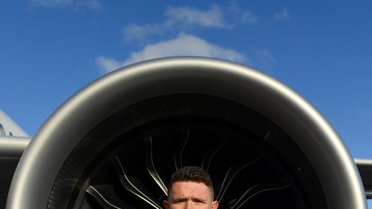 Paul Murphy was at Aer Lingus Hangar 6 at Dublin Airport this morning where Aer Lingus, in partnership with the GAA & GPA, unveiled a one-of-a-kind customised playing kit for the New York Hurling Classic which takes place at Citi Field in New York on November 16th