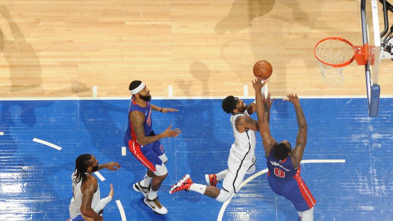 Kyrie Irving of the Brooklyn Nets shoots the ball against the Detroit Pistons