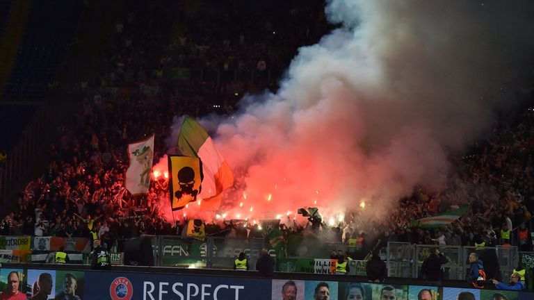 during the UEFA Europa League group E match between Lazio Roma and Celtic FC at Stadio Olimpico on November 7, 2019 in Rome, Italy.