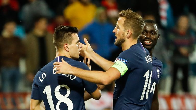 Harry Kane congratulates Giovani Lo Celso on his goal