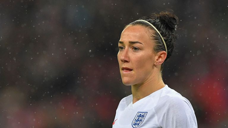 Lucy Bronze of England looks onduring the International Friendly between England Women and Germany Women at Wembley Stadium on November 9, 2019 in London, England. 