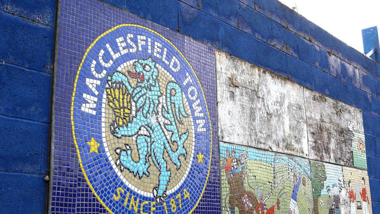 MACCLESFIELD, ENGLAND - SEPTEMBER 24: A mosaic display is seen outside the stadium prior to the Leasing.com Trophy match between Macclesfield Town and Port Vale at Moss Rose Ground on September 24, 2019 in Macclesfield, England. (Photo by Charlotte Tattersall/Getty Images)