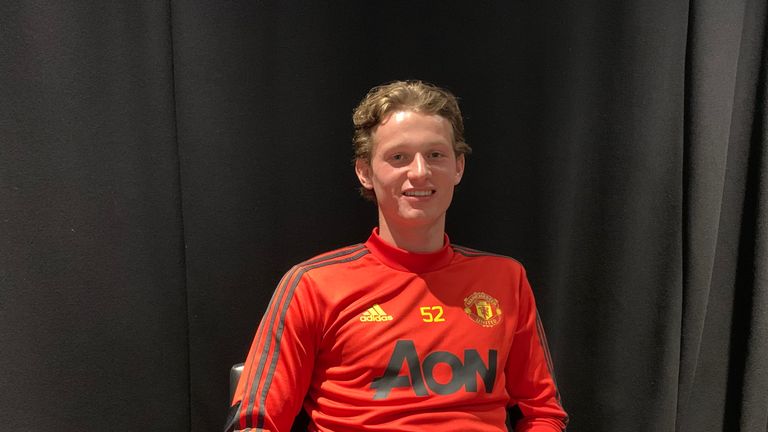 Manchester United defender Max Taylor pictured in training kit
