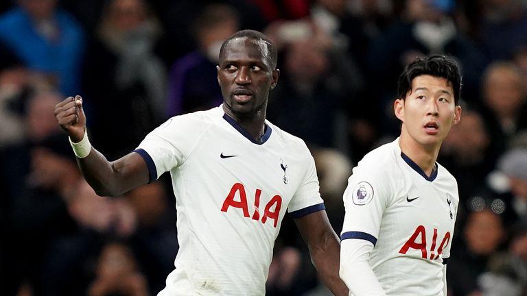 Moussa Sissoko celebrates scoring Tottenham's third goal against Bournemouth