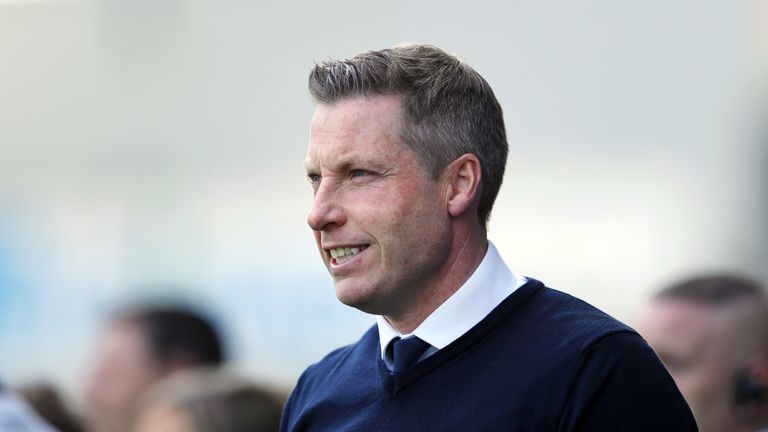 Neil Harris, Manager of Millwall looks on prior to the Sky Bet Championship match between Millwall and Brentford at The Den on April 19, 2019 in London, England