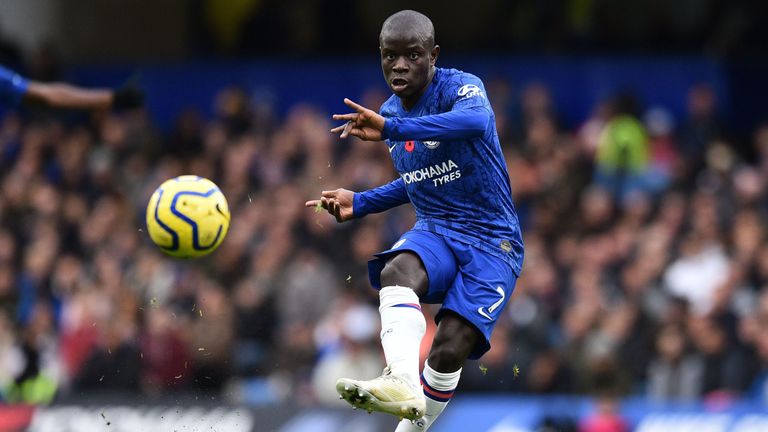 N'Golo Kante in Premier League action vs Crystal Palace at Stamford Bridge